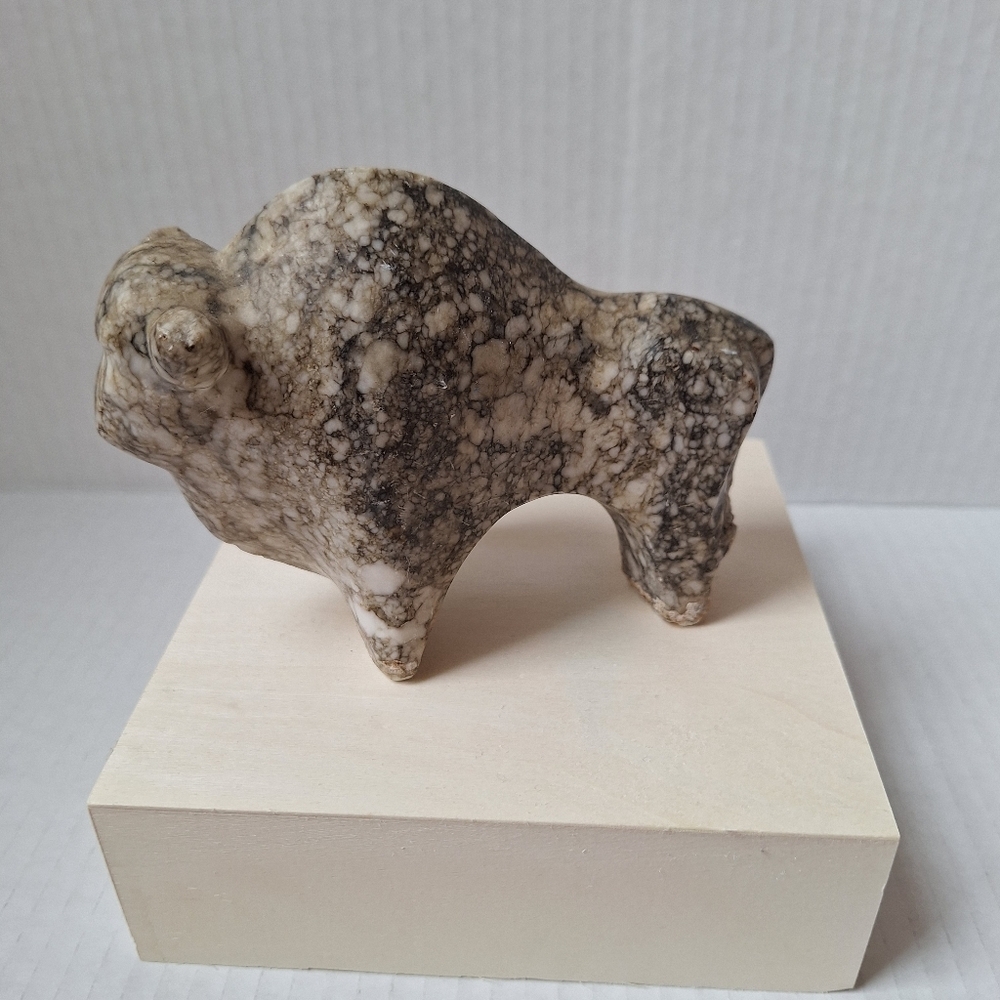 USSR Polished Marble Stone Buffalo Sculpture Modernist Russia 4x6"